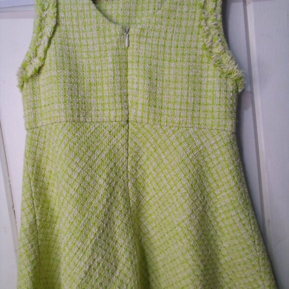 Zara Dress Girls 8 Sleeveless Tweed Raw Rem Green - Picture 15 of 16